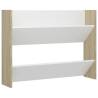 Wall Shoe Cabinet White & Sonoma Oak | 80x18x60 cm