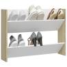 Wall Shoe Cabinet White & Sonoma Oak | 80x18x60 cm