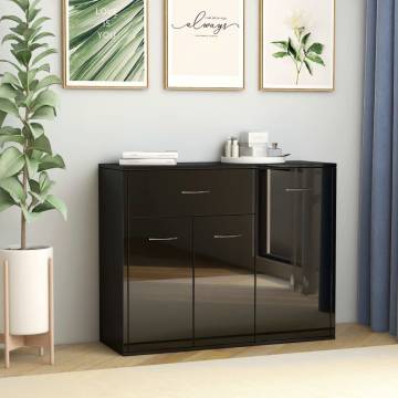 High Gloss Black Sideboard - 88x30x70 cm | Hipomarket