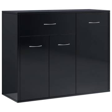 High Gloss Black Sideboard - 88x30x70 cm | Hipomarket