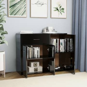 High Gloss Black Sideboard - 88x30x70 cm | Hipomarket