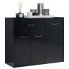 High Gloss Black Sideboard - 88x30x70 cm | Hipomarket