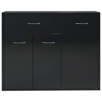 High Gloss Black Sideboard - 88x30x70 cm | Hipomarket