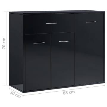 High Gloss Black Sideboard - 88x30x70 cm | Hipomarket