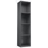 Sleek High Gloss Grey Book Cabinet & TV Cabinet - 36x30x143 cm