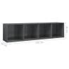 Sleek High Gloss Grey Book Cabinet & TV Cabinet - 36x30x143 cm