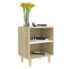 Stylish Bed Cabinets - Solid Wood Legs - Sonoma Oak & White