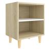 Stylish Bed Cabinets - Solid Wood Legs - Sonoma Oak & White