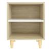 Stylish Bed Cabinets - Solid Wood Legs - Sonoma Oak & White