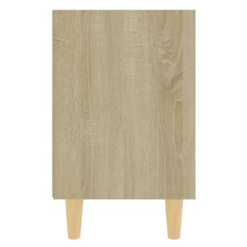 Stylish Bed Cabinets - Solid Wood Legs - Sonoma Oak & White