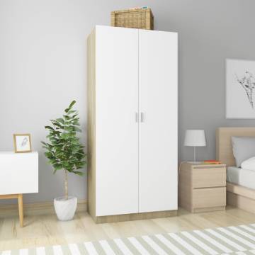 Wardrobe White & Sonoma Oak - 90x52x200 cm | HipoMarket