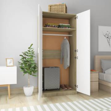 Wardrobe White & Sonoma Oak - 90x52x200 cm | HipoMarket