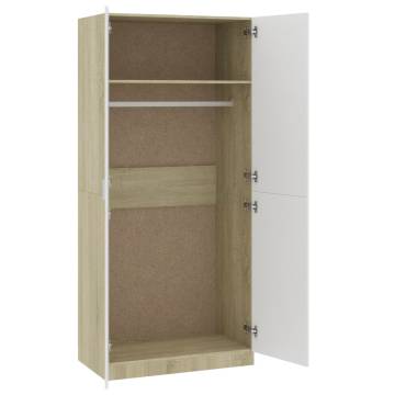 Wardrobe White & Sonoma Oak - 90x52x200 cm | HipoMarket