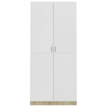 Wardrobe White & Sonoma Oak - 90x52x200 cm | HipoMarket