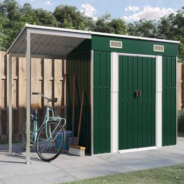 Garden Shed with Extended Roof Green - Durable Storage Solution