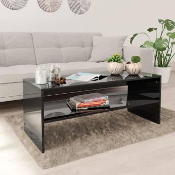 Stylish High Gloss Black Coffee Table - 100x40 cm | HipoMarket