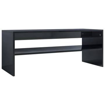 Stylish High Gloss Black Coffee Table - 100x40 cm | HipoMarket