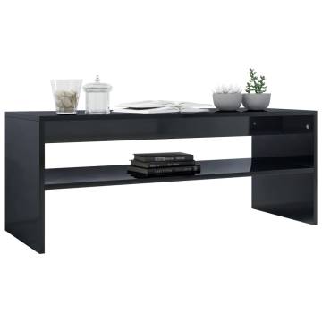 Stylish High Gloss Black Coffee Table - 100x40 cm | HipoMarket