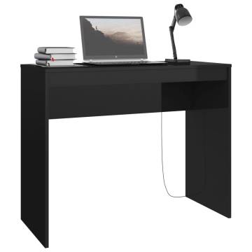 High Gloss Black Desk - Stylish 90x40x72 cm Engineered Wood