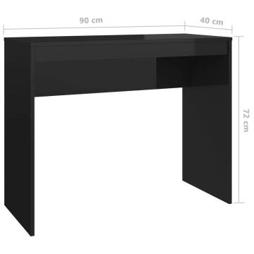 High Gloss Black Desk - Stylish 90x40x72 cm Engineered Wood