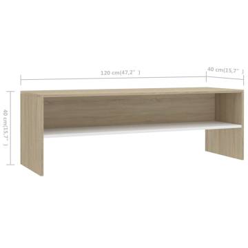 Stylish White & Sonoma Oak TV Cabinet - 120x40 cm | Hipo Market