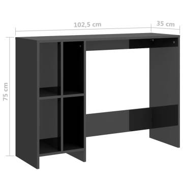 High Gloss Grey Notebook Desk - Modern & Sleek Design