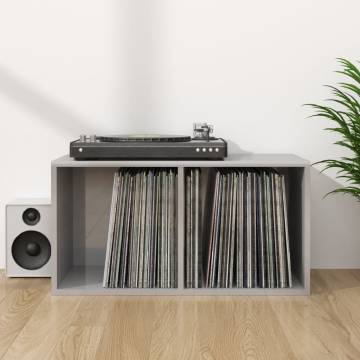 Vinyl Storage Box High Gloss Grey - Organize Your Music Collection