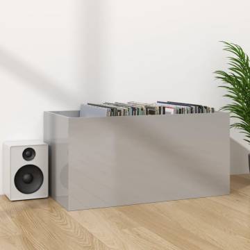 Vinyl Storage Box High Gloss Grey - Organize Your Music Collection