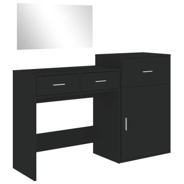 3 Piece Dressing Table Set - Black Engineered Wood | HipoMarket