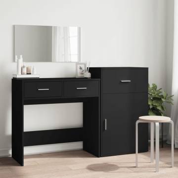 3 Piece Dressing Table Set - Black Engineered Wood | HipoMarket