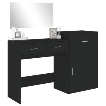 3 Piece Dressing Table Set - Black Engineered Wood | HipoMarket