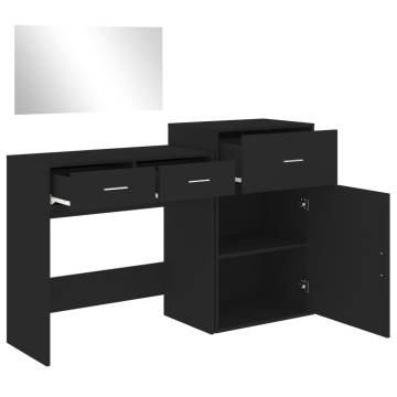 3 Piece Dressing Table Set - Black Engineered Wood | HipoMarket