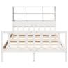 Bookcase Bed without Mattress | Solid Wood Pine, White, 135x190cm