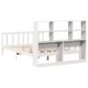 Bookcase Bed without Mattress | Solid Wood Pine, White, 135x190cm