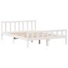 Bookcase Bed without Mattress | Solid Wood Pine, White, 135x190cm