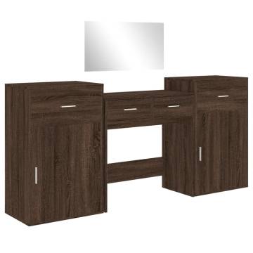 4 Piece Dressing Table Set - Brown Oak Engineered Wood