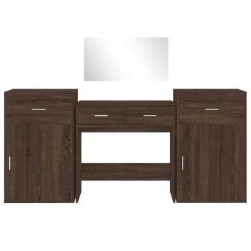 4 Piece Dressing Table Set - Brown Oak Engineered Wood