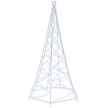 Cold White LED Christmas Tree on Flagpole - 200 Lights, 180cm