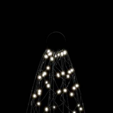 Cold White LED Christmas Tree on Flagpole - 200 Lights, 180cm