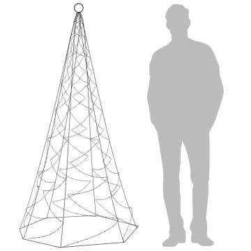 Cold White LED Christmas Tree on Flagpole - 200 Lights, 180cm