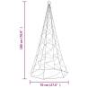 Cold White LED Christmas Tree on Flagpole - 200 Lights, 180cm