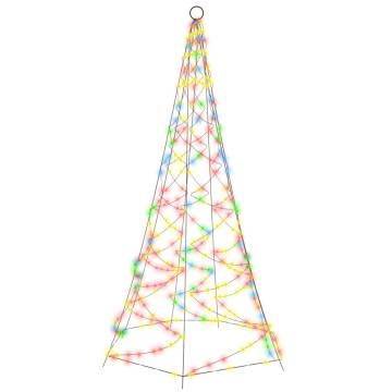 Colorful Christmas Tree on Flagpole - 200 LEDs, 180 cm