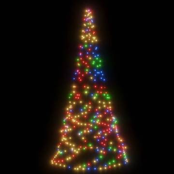 Colorful Christmas Tree on Flagpole - 200 LEDs, 180 cm