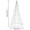 Colorful Christmas Tree on Flagpole - 200 LEDs, 180 cm