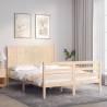  Bed Frame with Headboard Double Solid Wood Colour natural Size 135 x 190 cm 