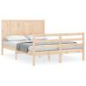 Bed Frame with Headboard Double - Solid Wood | Hipo Market