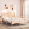 Bed Frame with Headboard Double - Solid Wood | Hipo Market