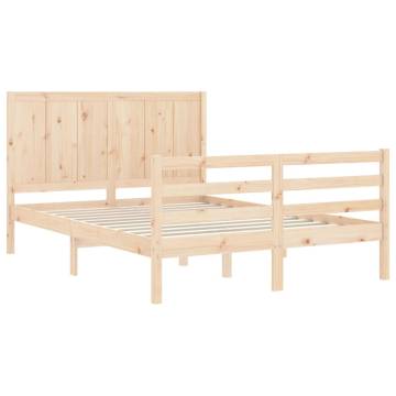 Bed Frame with Headboard Double - Solid Wood | Hipo Market