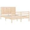 Bed Frame with Headboard Double - Solid Wood | Hipo Market