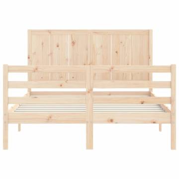 Bed Frame with Headboard Double - Solid Wood | Hipo Market